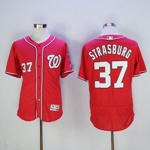 Nationals #37 Stephen Strasburg Red Flexbase Authentic Collection Stitched MLB Jersey